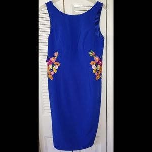 Chi Chi London blue sleeveless floral dress
